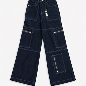 Fashion Nova Dark Indigo Wide-Leg Jeans